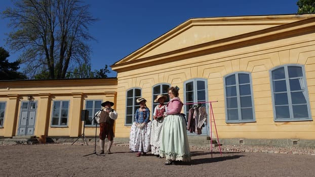 Uppsala, Sweden, May 18, 2024. A day at the Linnaeus Garden Party. 1700s theme. Parade.