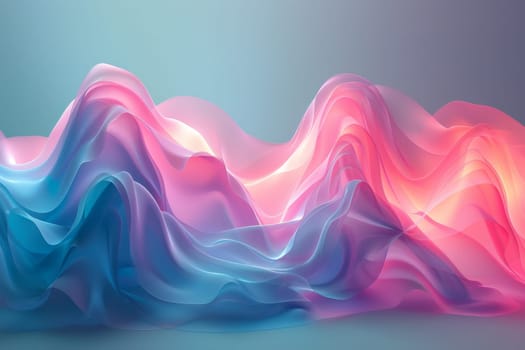 A colorful wave of light with a blue and pink hue. The wave is made up of many different colors and he is moving