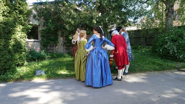 Uppsala, Sweden, May 18, 2024. A day at the Linnaeus Garden Party. 1700s theme. Relaxation.