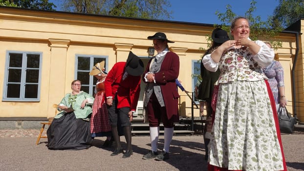 Uppsala, Sweden, May 18, 2024. A day at the Linnaeus Garden Party. 1700s theme. Parade.