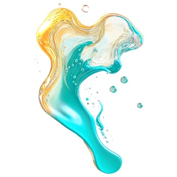 Vibrant drop water paint strokes merge in a dance of colors on a transparent canvas.