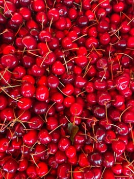 lots of ripe red cherry berries to eat background