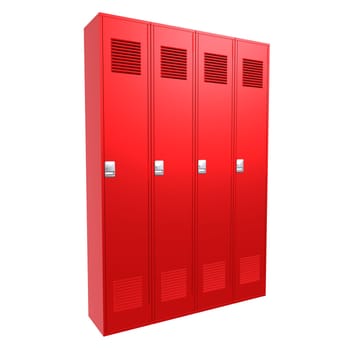 Red Locker isolated on white background. High quality 3d illustration