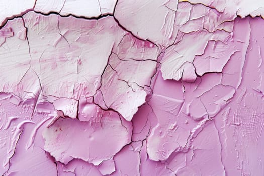 Peeling pink and white paint texture close up for art and design backgrounds or beauty concepts