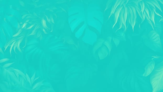 Teal Tropical Leaf Background