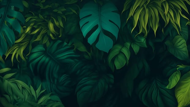 Dark Green Tropical Leaf Background