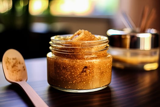 Treat your skin to our coffee-infused sugar cellulite scrub in a sleek glass jar. Perfect for exfoliating and rejuvenating your body's natural glow.