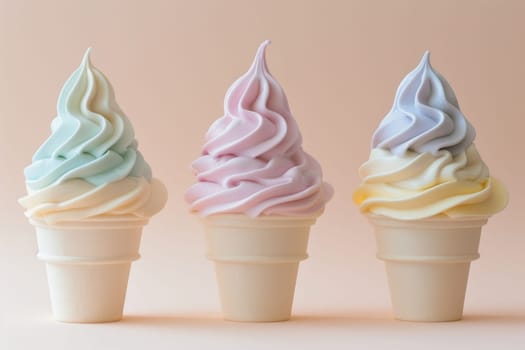 Cute Pastel Colored Ice Cream Concept Playful and Delightful Dessert Imagery.