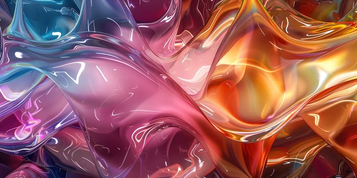 A close up of a vibrant purple and magenta liquid resembling a painting, with electric blue patterns. It looks like a fictional character in a CG artwork, contained in a glass surface