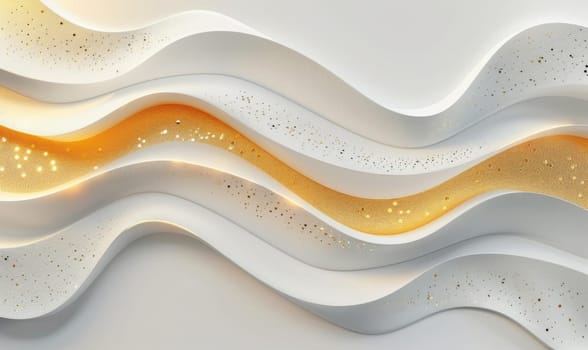 A white and gold wave pattern with a yellow stripe. The wave pattern is very smooth and has a shiny, reflective quality, illustrator background