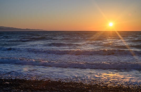 Meditation against the backdrop of the sea and sky. Calm seascape. Horizon over water. 3