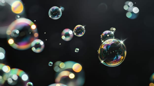 A colorful image of bubbles with a dark background.