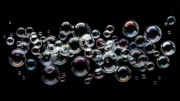 A colorful image of bubbles with a dark background, The bubbles are of different colors and sizes, and they are scattered all over the image..