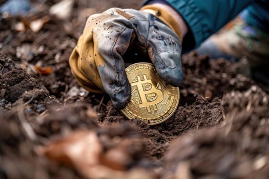 People Digging for Bitcoin Coins Concept Documentary Photography Style.