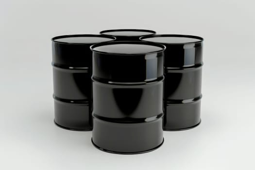 Black oil barrel isolated on transparent background, Generative AI.