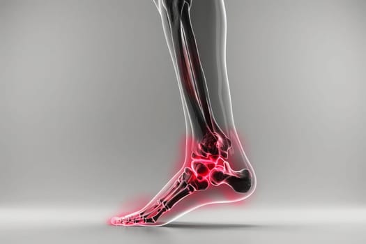 x ray illustration of a painful feet joint. ai generative.