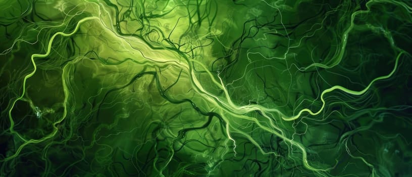Abstract Organic Green Lines Hum with Earth Quiet Energy Concept Wallpaper Background Illustration.