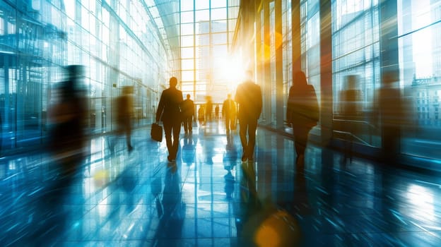 Business and Rush Hour concept. Crowd people walking on street at big city. motion blur.