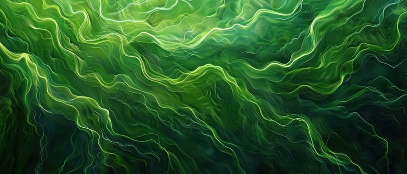 Abstract Organic Green Lines Hum with Earth Quiet Energy Concept Wallpaper Background Illustration.