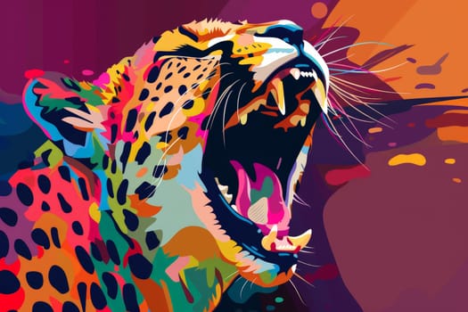 Colorful pop art a cheetah roaring style ..