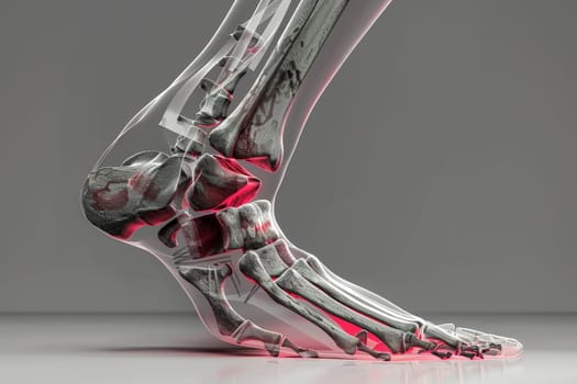 x ray illustration of a painful feet joint. ai generative.