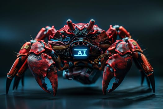 Crab digital with AI text on isolated background..
