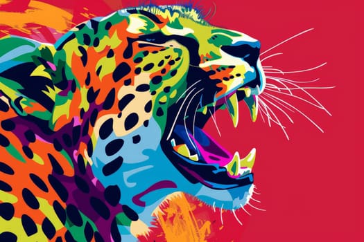 Colorful pop art a cheetah roaring style ..