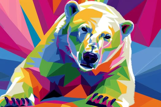 Colorful pop art a polar bear style ..