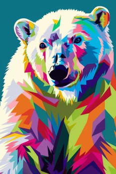 Colorful pop art a polar bear style ..