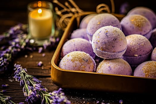 Indulge in a relaxing bath with our lavender bath bomb, infused with essential oils and topped with fragrant lavender flowers for a spa-like experience.