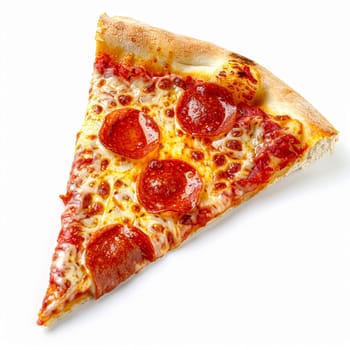 Pizza slice isolated on white background, online delivery from pizzeria, take away and fast food concept