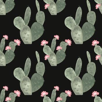 Cacti. Seamless watercolor pattern for wrapping paper, wallpaper and textiles