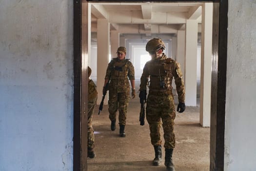 Soldier squad team portrait in urban environment.