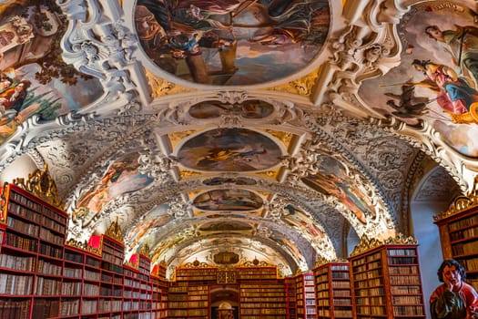 PRAGUE, CZECH REPUBLIC, SEPTEMBER 08 : Library of Strahov monastery, september 08, 2019 in Prague, czech republic