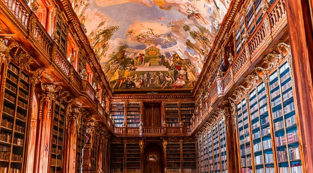 PRAGUE, CZECH REPUBLIC, SEPTEMBER 08 : Library of Strahov monastery, september 08, 2019 in Prague, czech republic