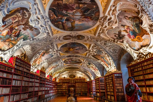 PRAGUE, CZECH REPUBLIC, SEPTEMBER 08 : Library of Strahov monastery, september 08, 2019 in Prague, czech republic