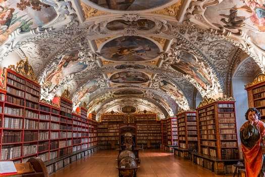 PRAGUE, CZECH REPUBLIC, SEPTEMBER 08 : Library of Strahov monastery, september 08, 2019 in Prague, czech republic
