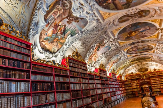 PRAGUE, CZECH REPUBLIC, SEPTEMBER 08 : Library of Strahov monastery, september 08, 2019 in Prague, czech republic