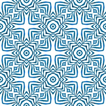 Chevron watercolor pattern. Blue terrific boho chic summer design. Textile ready stylish print, swimwear fabric, wallpaper, wrapping. Green geometric chevron watercolor border.