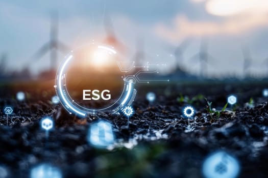 ESG concept of environmental, social and governance. Technology and sustainable energy background.