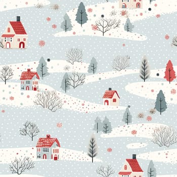 Seamless pattern, tileable winter country cottage print for wallpaper, Christmas wrapping paper, scrapbook, fabric and product design inspiration