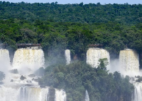 The majestic Iguazu Falls , one of the wonder of the world. Nature.