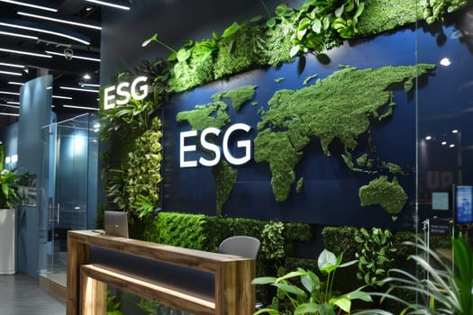 ESG concept of environmental, social and governance. Technology and sustainable energy background.