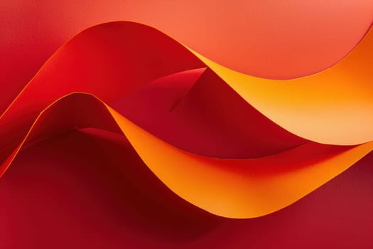 Abstract red and orange paper waves on vibrant red background for business presentation or fashion design concept