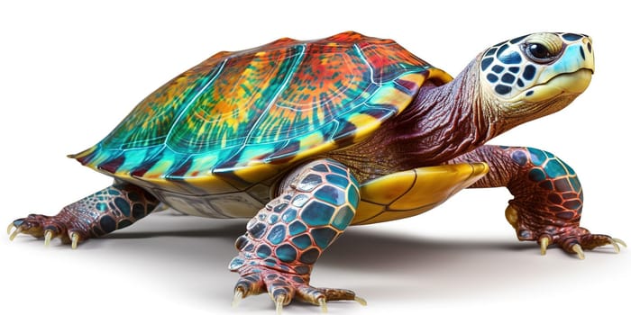 Colorful Turtle Against A White Backdrop