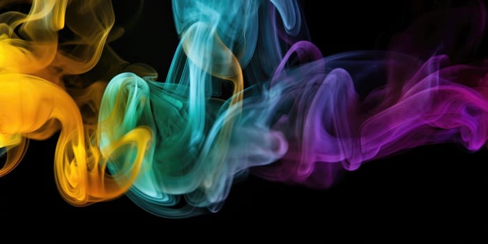 colorful Vivid smoke pattern on a black background , generative AI