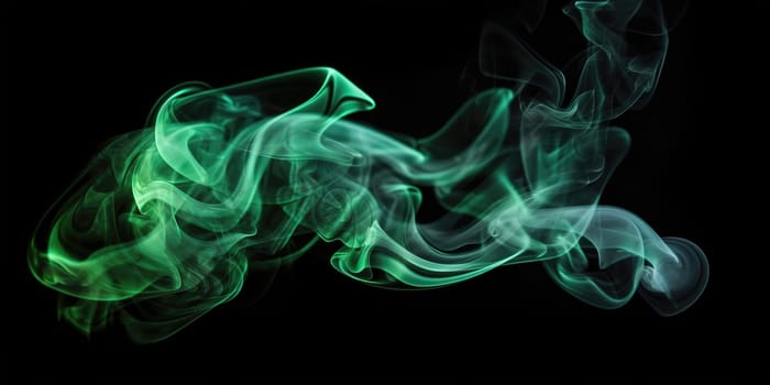 pattern of Green Smoke on a black background , generative AI