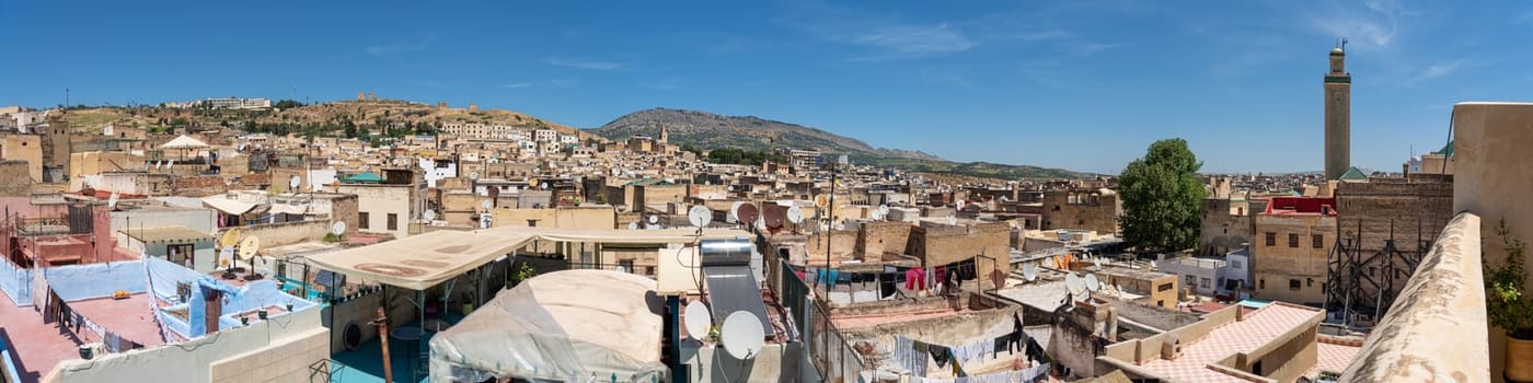 Fez Medina Ultrapanorama: Tower View from Conventional Terrace, Morocco