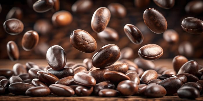 Dried cocoa beans isolated in brown background. Brouchure for a promotion of Chocolate day