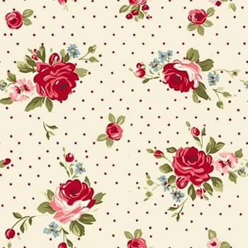 Seamless pattern, tileable floral country holiday print with roses, dots and flowers for wallpaper, wrapping paper, scrapbook, fabric and polka dot roses product design idea